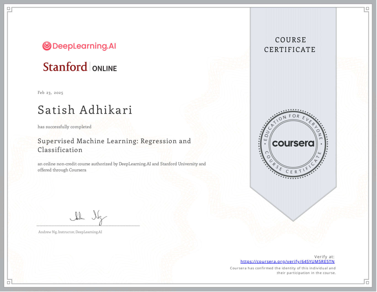 Supervised Machine Learning Regression and Classification